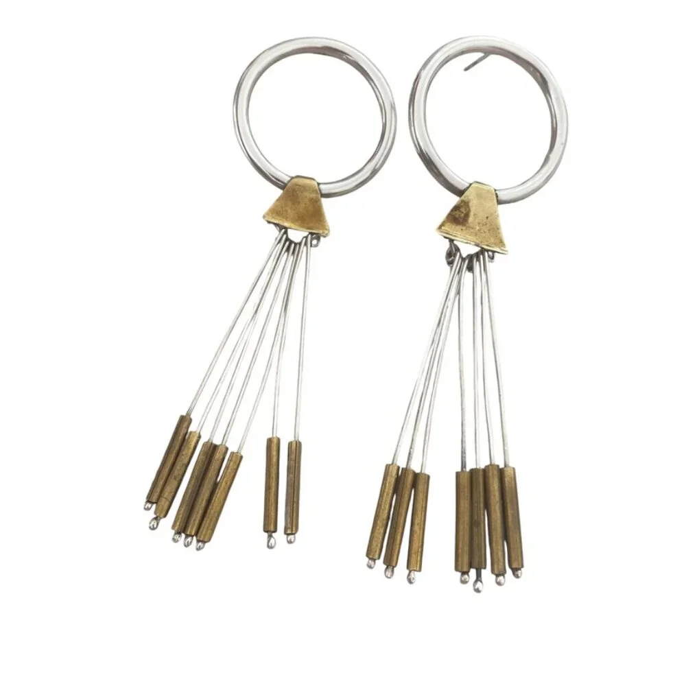 Sterling Silver large vintage NA Brutalist dangling statement Iconic Kinetic